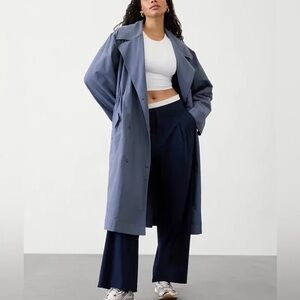 Athleta Luna Trench Shadow Blue Long Coat XXS NWT